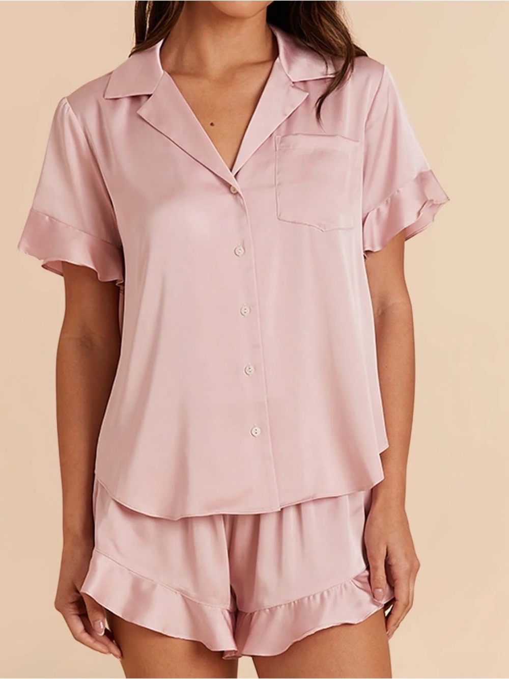 Birdie Grey Matte Satin Blush Pink Esther Pajama Set - Picture 2 of 8